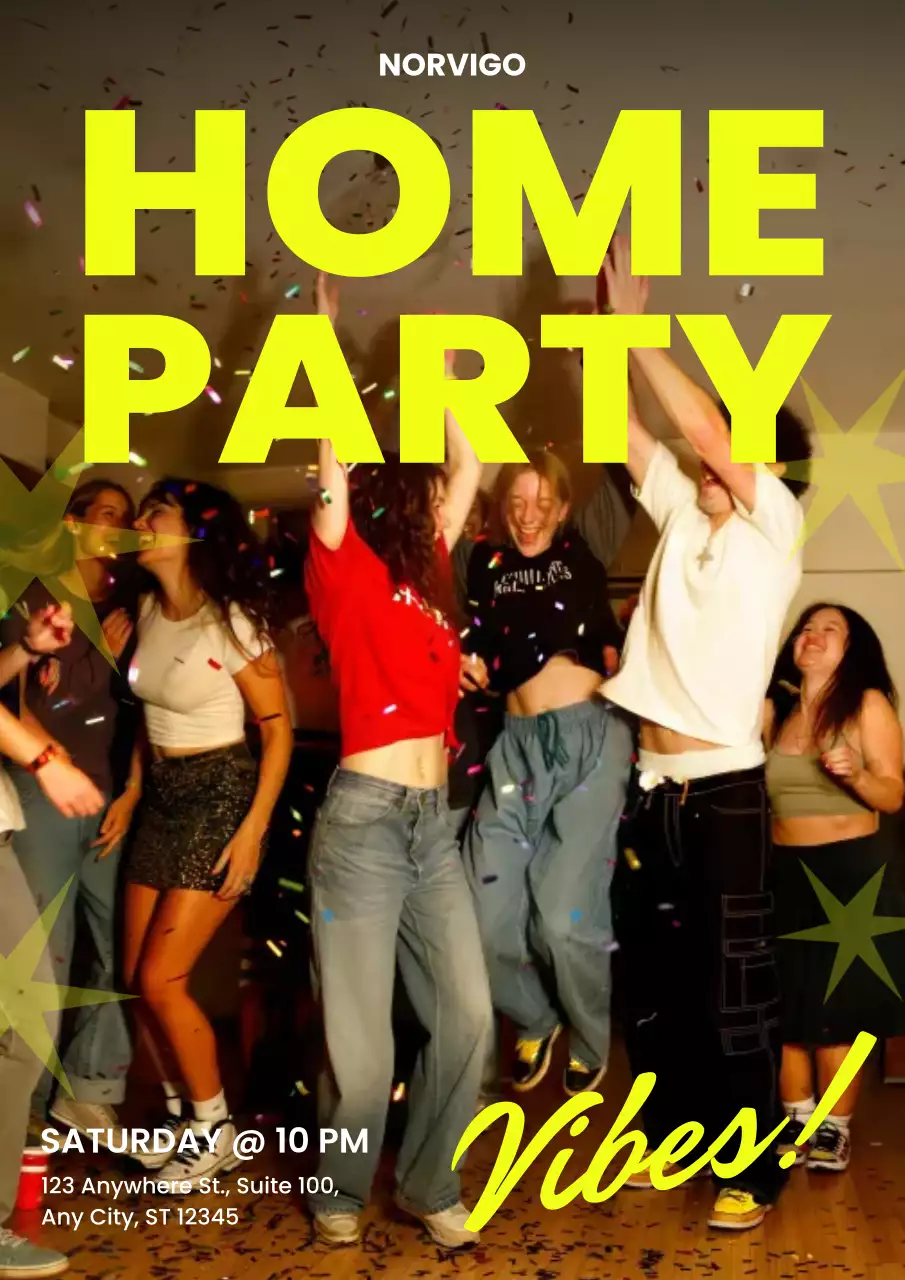 Poster Undangan Pesta Trendi Berwarna Merah