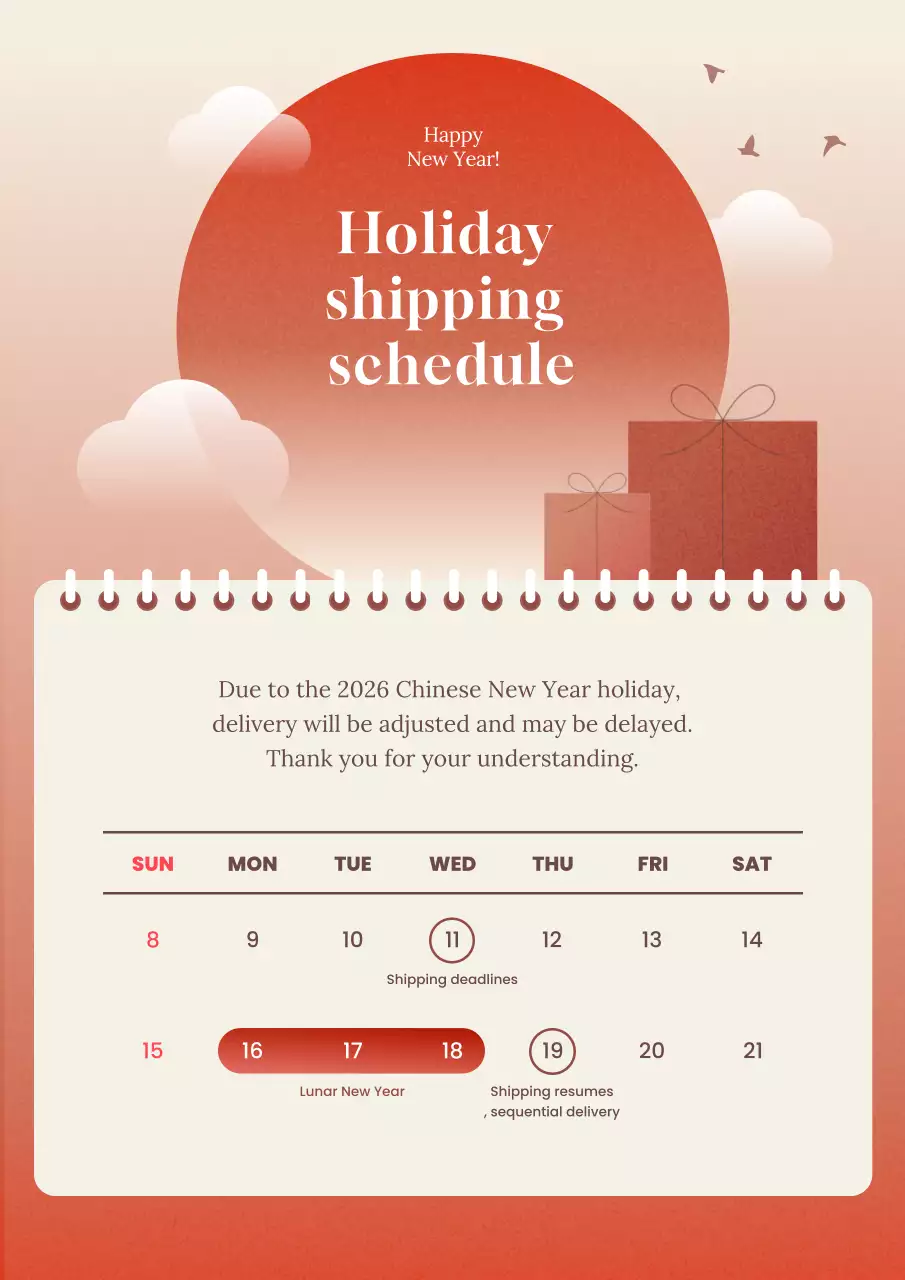 thông báo ngày lễ hiện đại màu đỏ