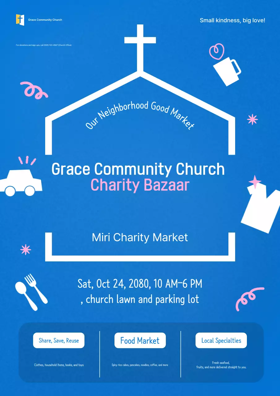 Sự kiện Chợ đơn giản màu xanh dương