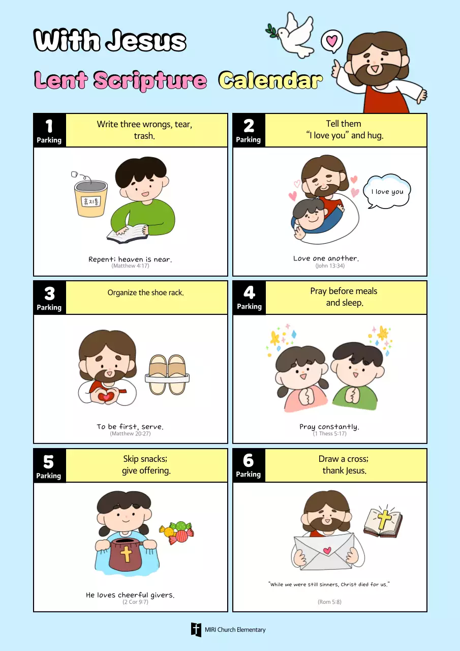 Tài liệu giáo dục tôn giáo màu xanh da trời dễ thương