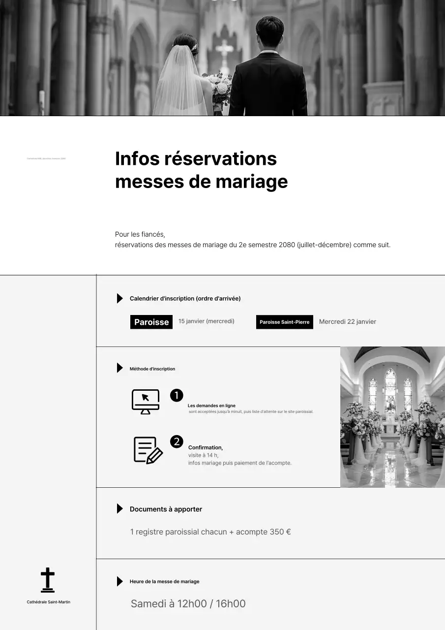 Guide de mariage classique en noir et blanc