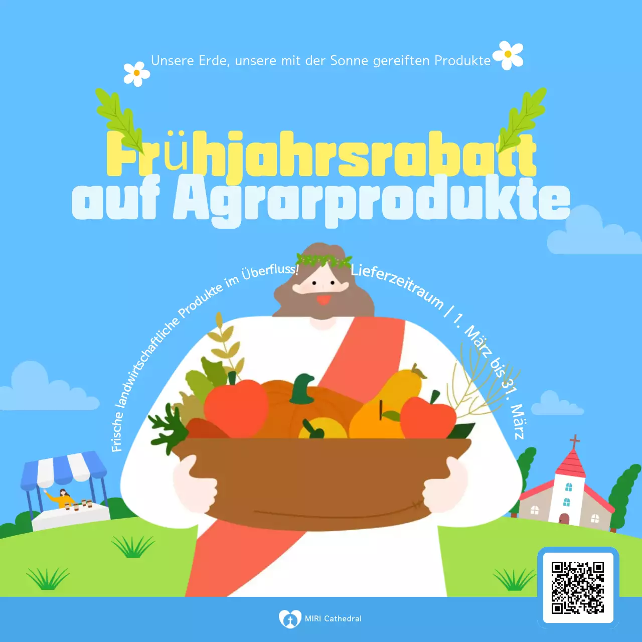 Himmelblaue, niedliche Agrarprodukte im Angebot