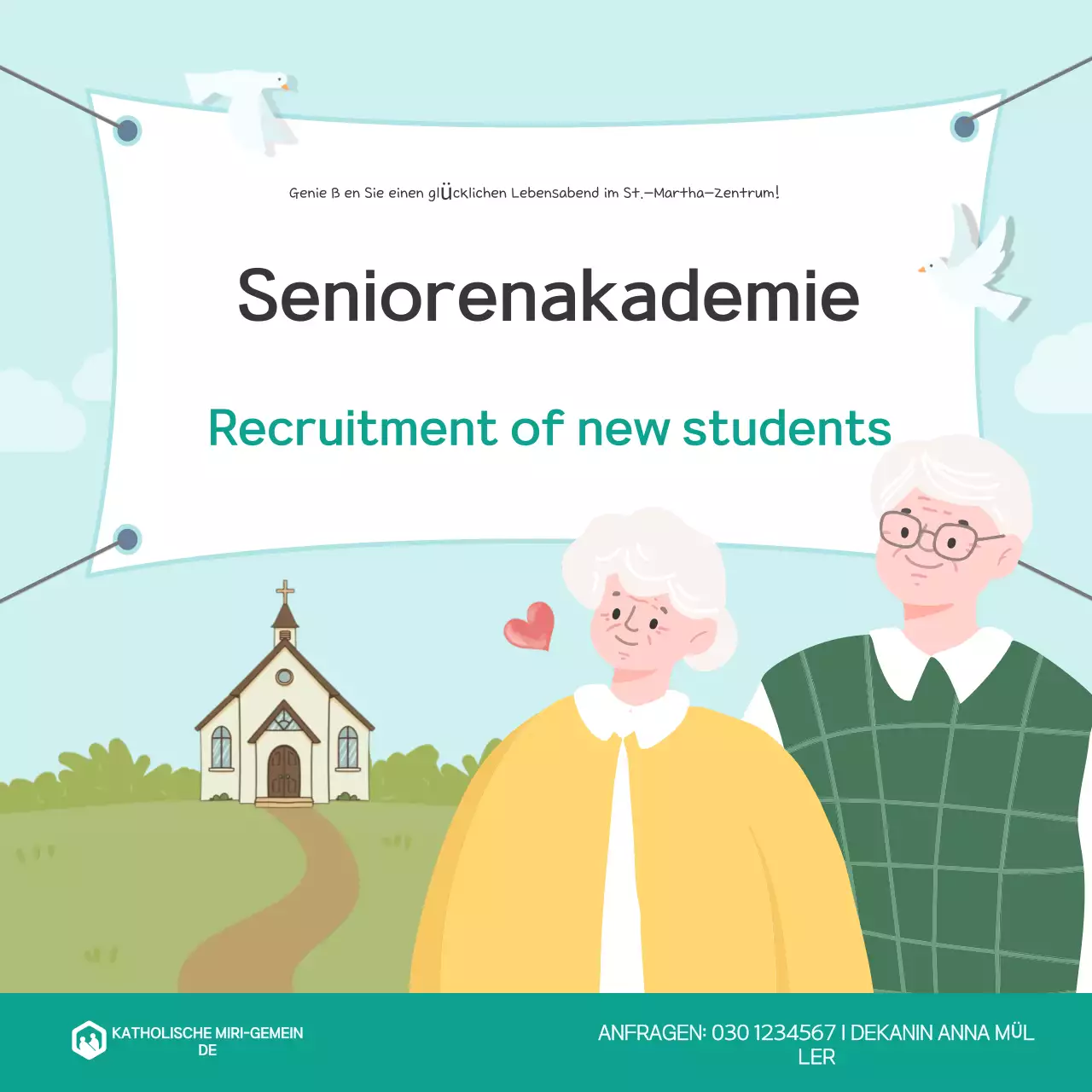 Sky Blue Cute Trainee Recruitment