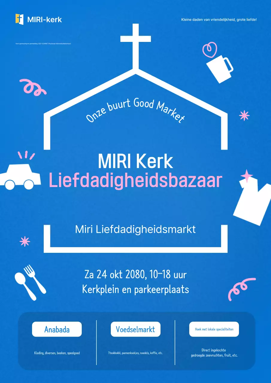 Blauw Eenvoudig Bazaar Evenement