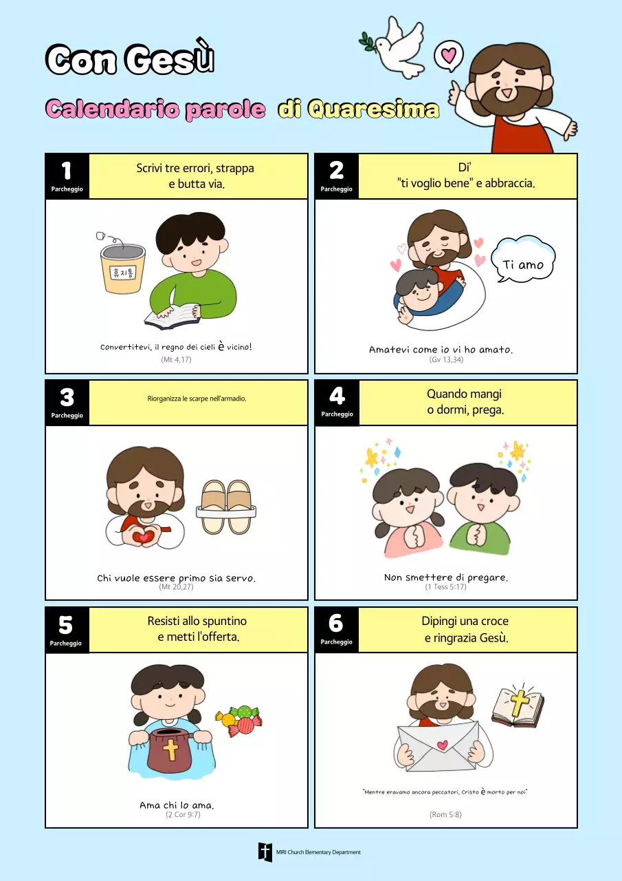 Materiali didattici religiosi carini color azzurro cielo