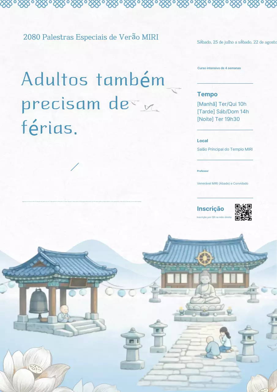Palestra de Meditação Oriental Azul Celeste