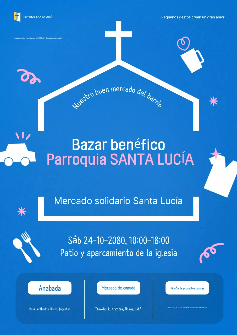 Evento de Bazar Simple Azul