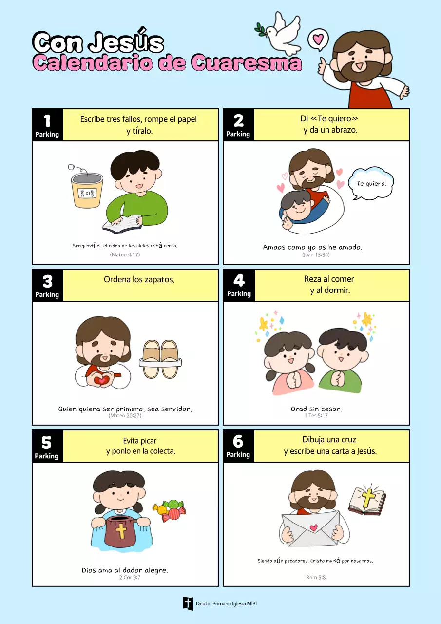 Materiales educativos religiosos lindos en color azul cielo