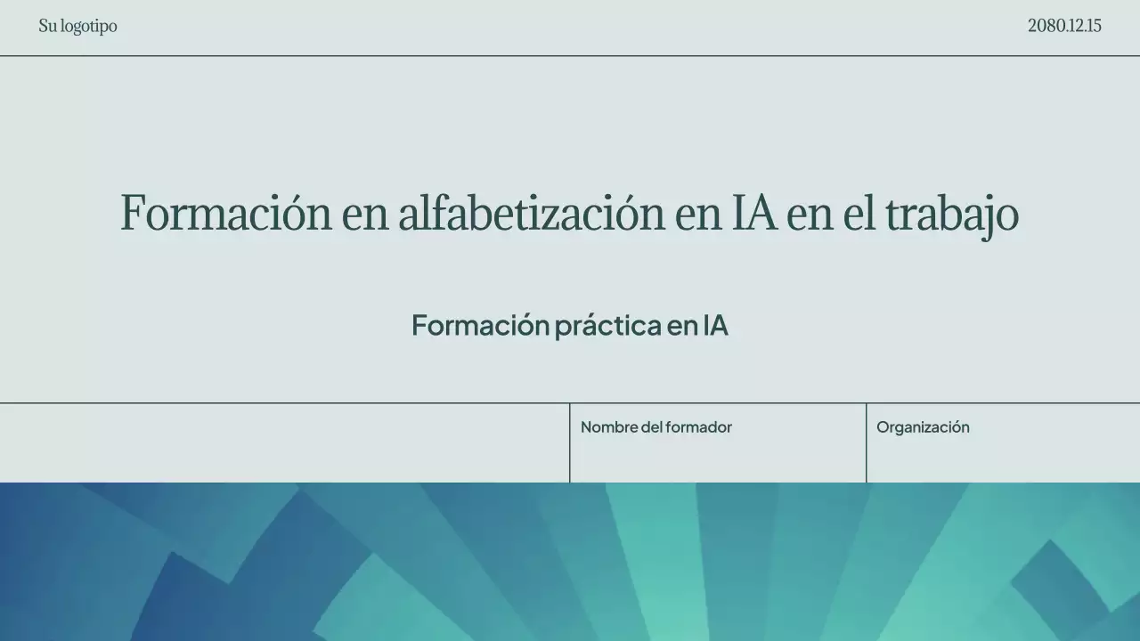 Presentación del certificado de IA moderna en color verde azulado