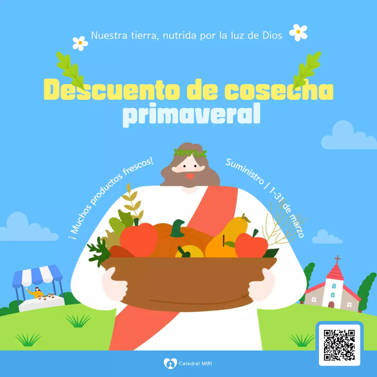 Venta de productos agrícolas lindos de color azul cielo