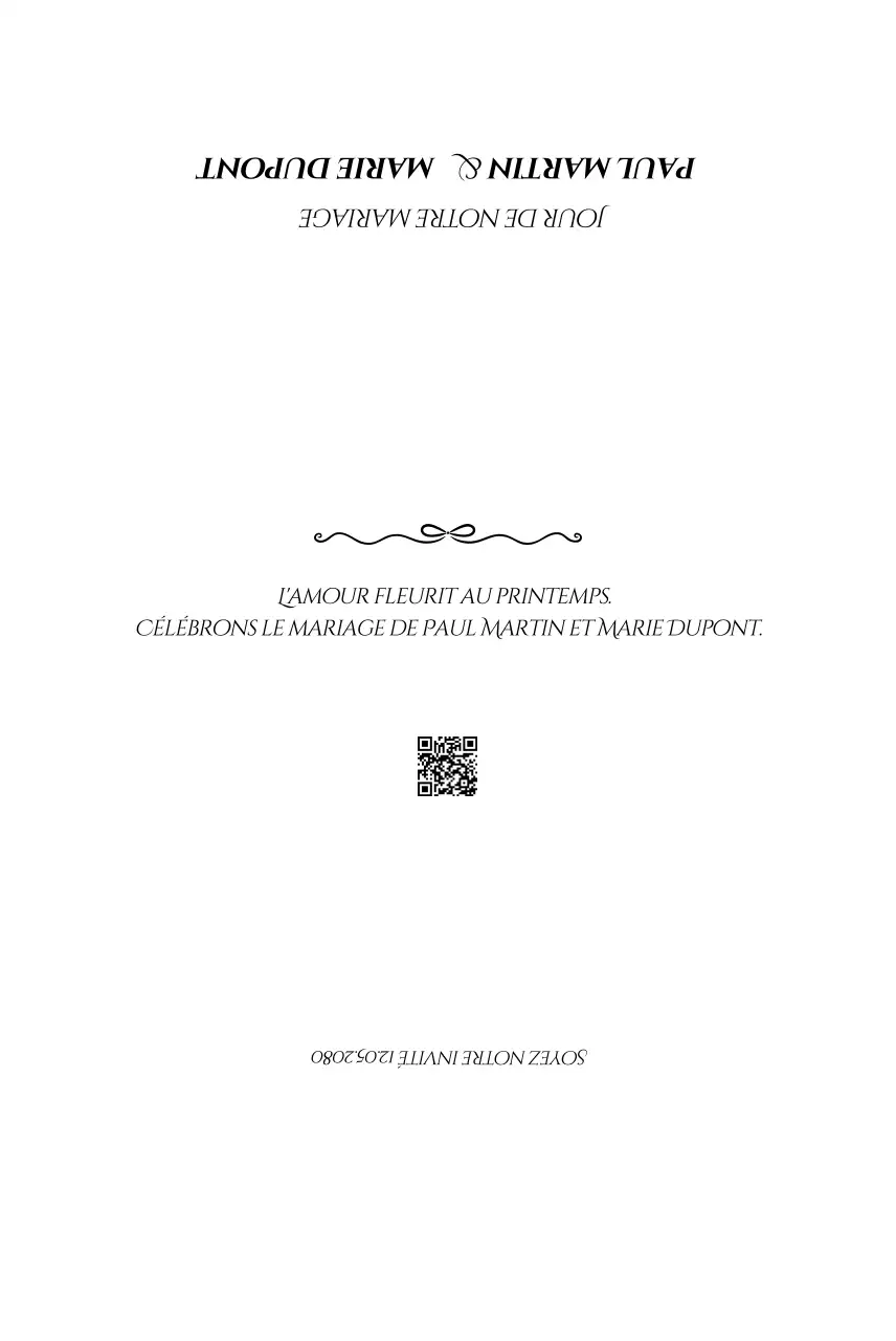 Invitation de mariage blanche et simple