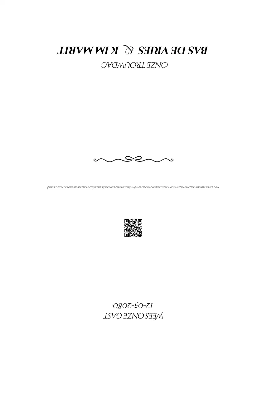 Witte, eenvoudige trouwuitnodiging