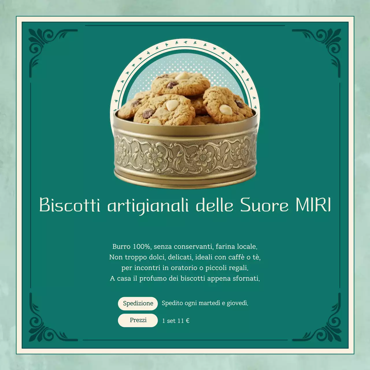 Pubblicità di biscotti fatti in casa vintage alla menta