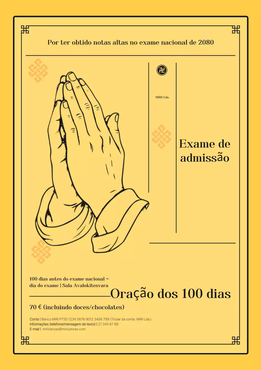 Anúncio amarelo de educação tradicional