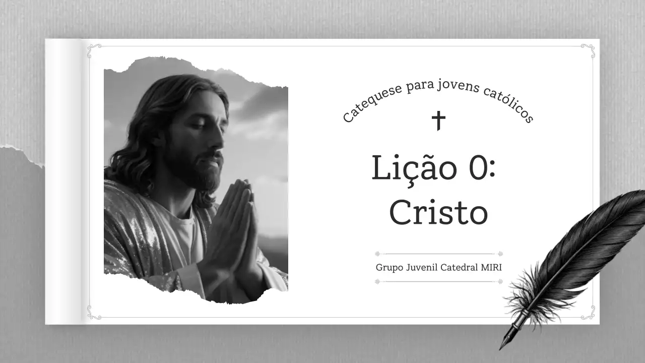 Materiais clássicos de educação religiosa em preto e branco