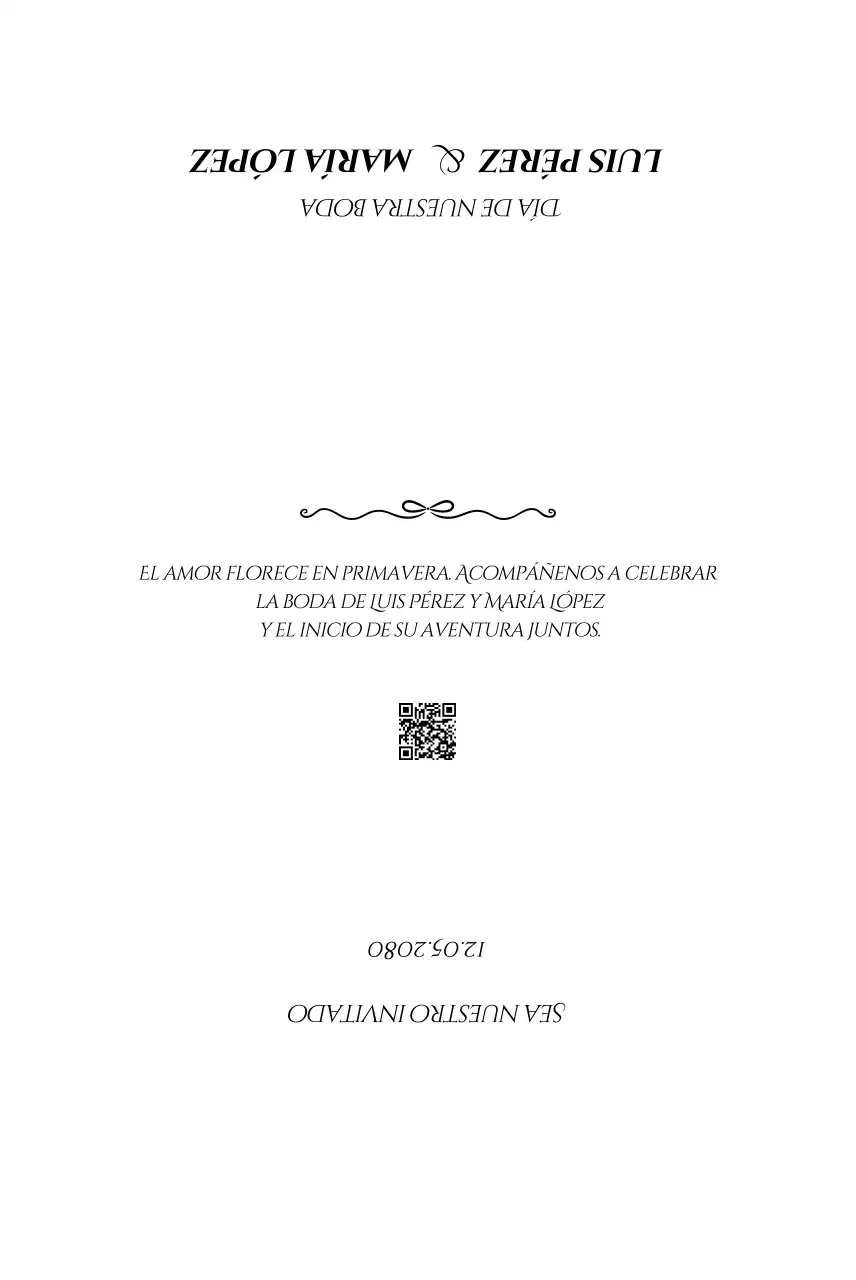 Invitación de boda sencilla blanca