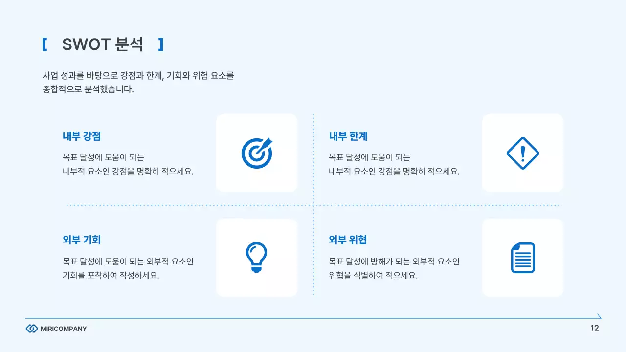 하늘색의 모던한 기업 비즈니스 보고서