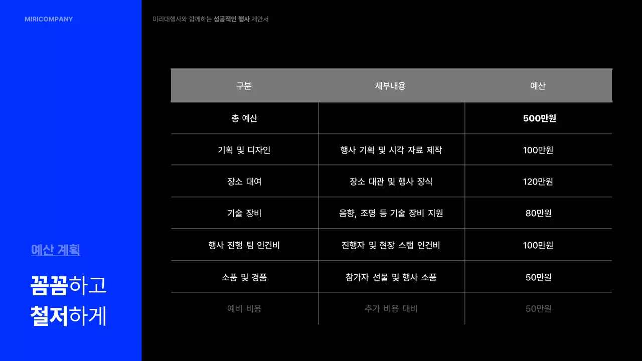 파랑 모던 행사 제안