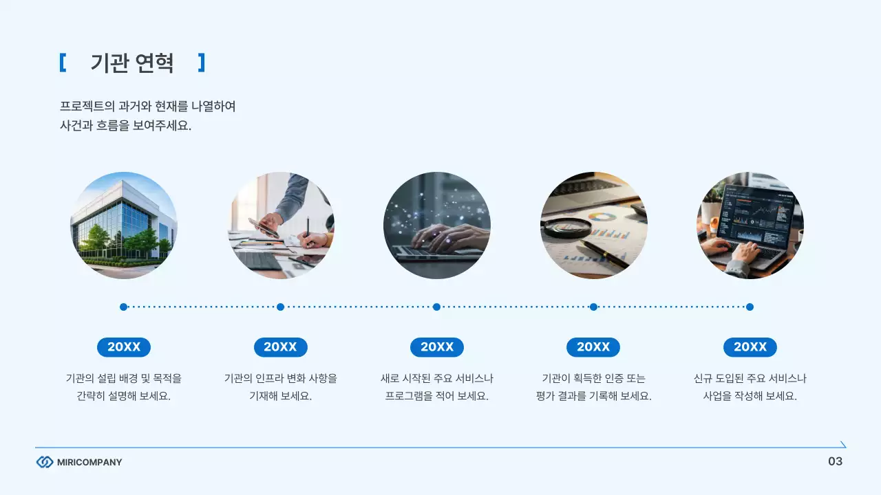 하늘색의 모던한 기업 비즈니스 보고서