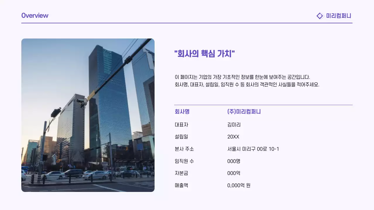 연보라 깔끔 보고서 정보 전달