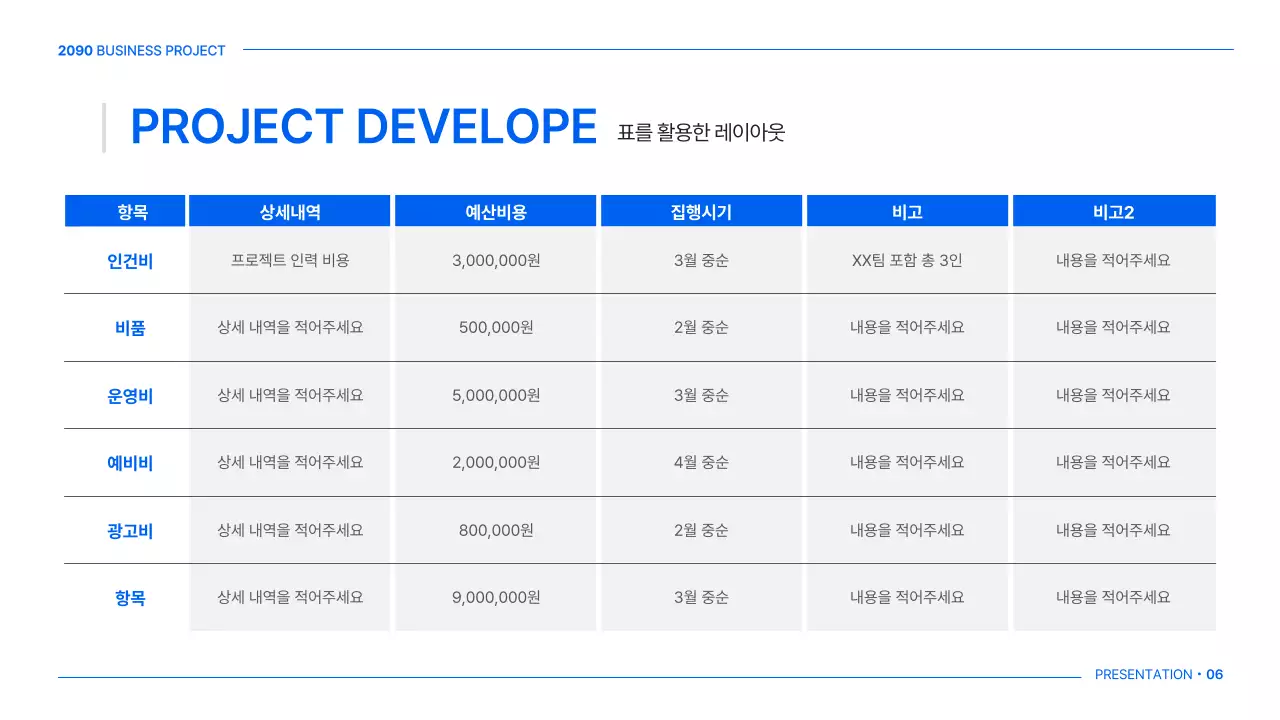 파랑 모던 비즈니스 제안서 설명