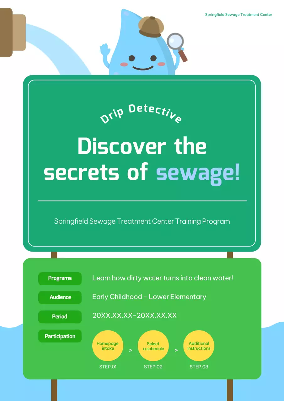 tờ rơi chương trình giáo dục hoạt hình màu xanh lá cây