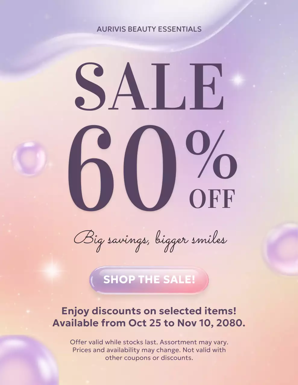 Pastel Modern Beauty Sale Promotion Poster