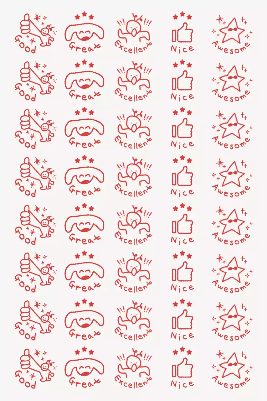 빨강 아기자기한 스티커 문구