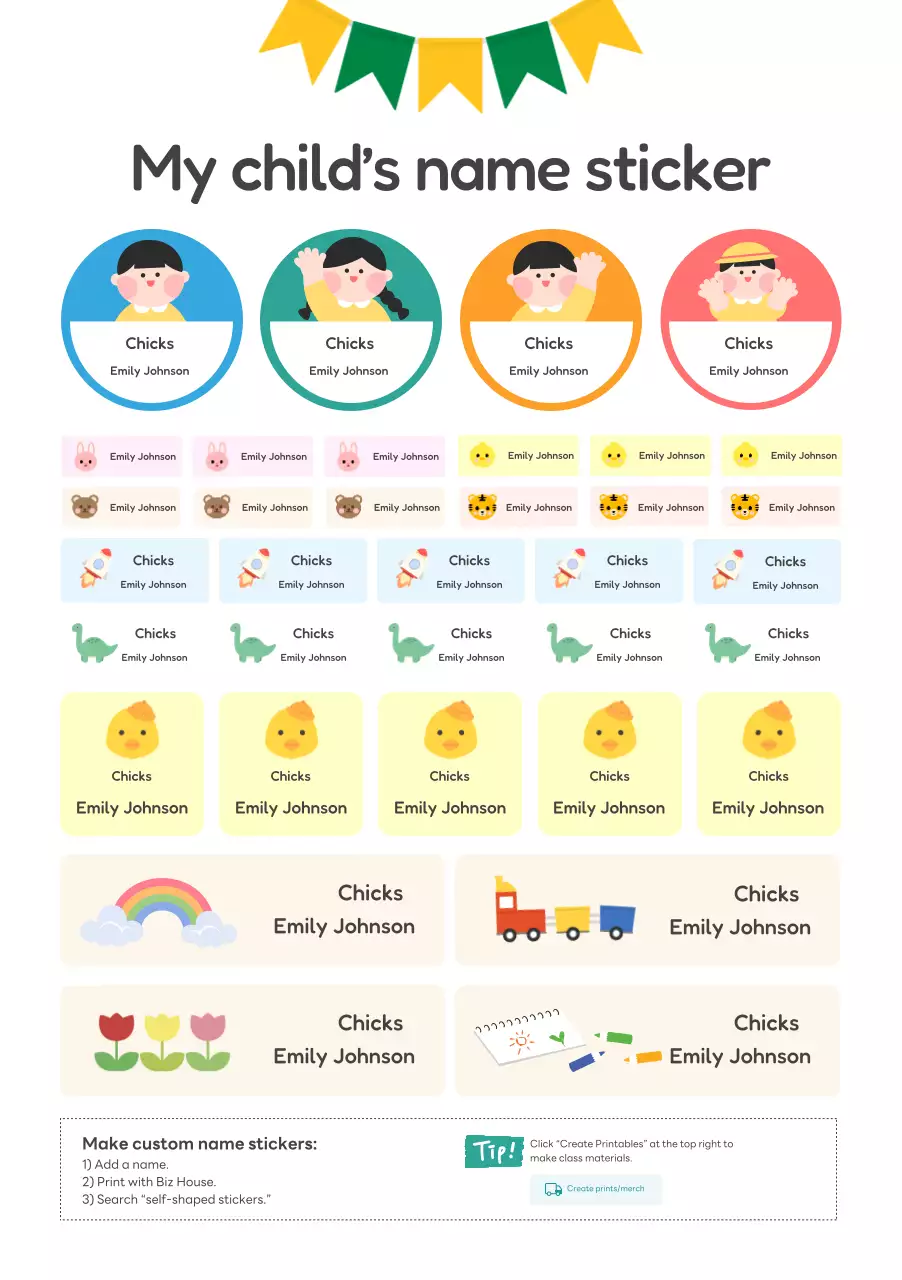 adesivos infantis coloridos e divertidos