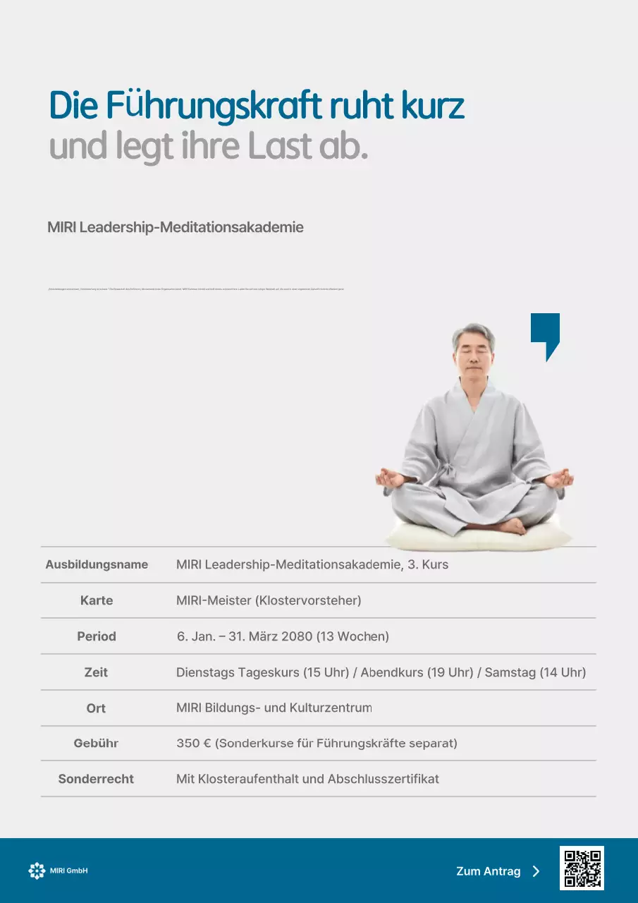 Graue minimalistische Meditationsanzeige