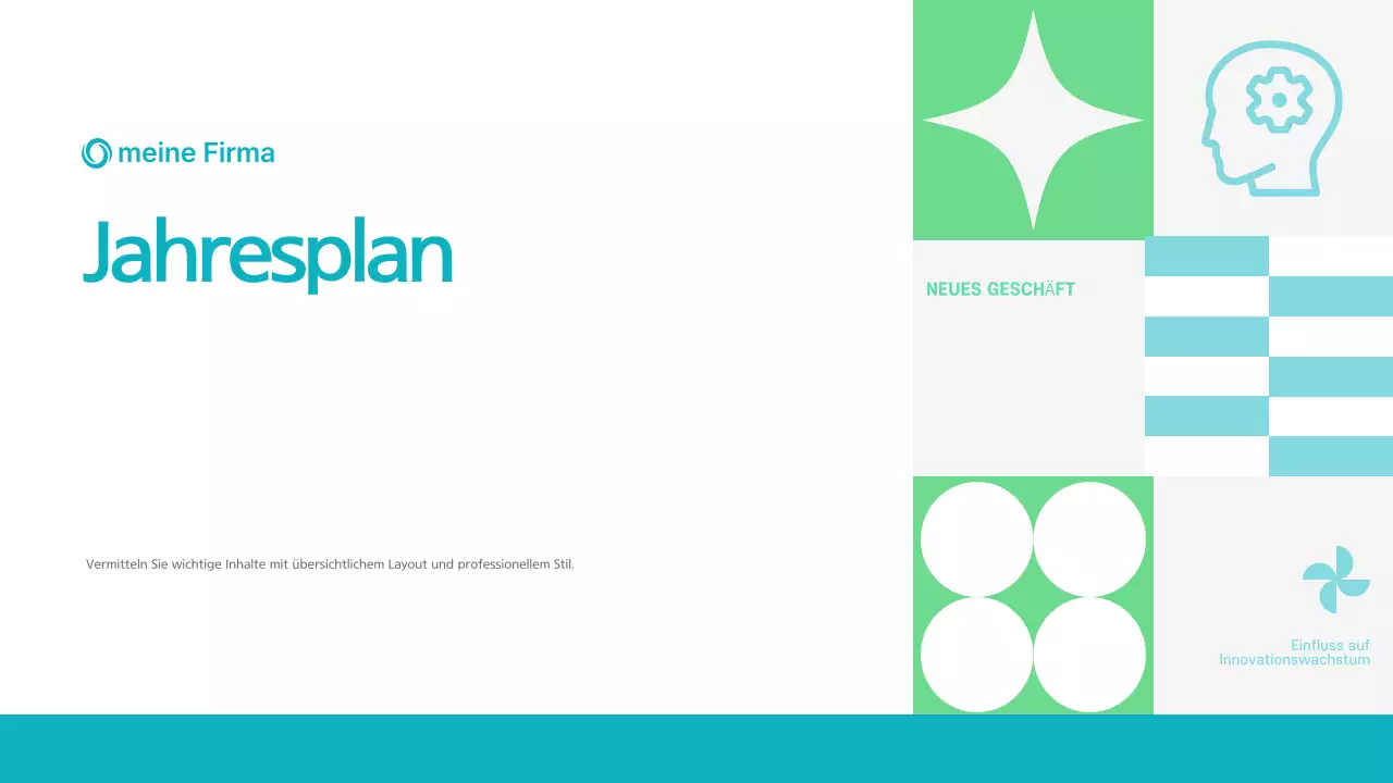 Ein stilvoller, mintfarbener Geschäftsplanvorschlag