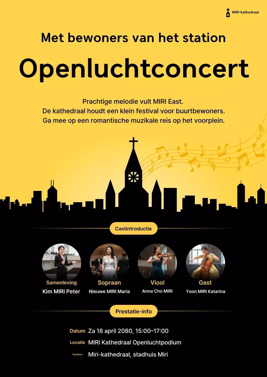 Gele eenvoudige concertgids