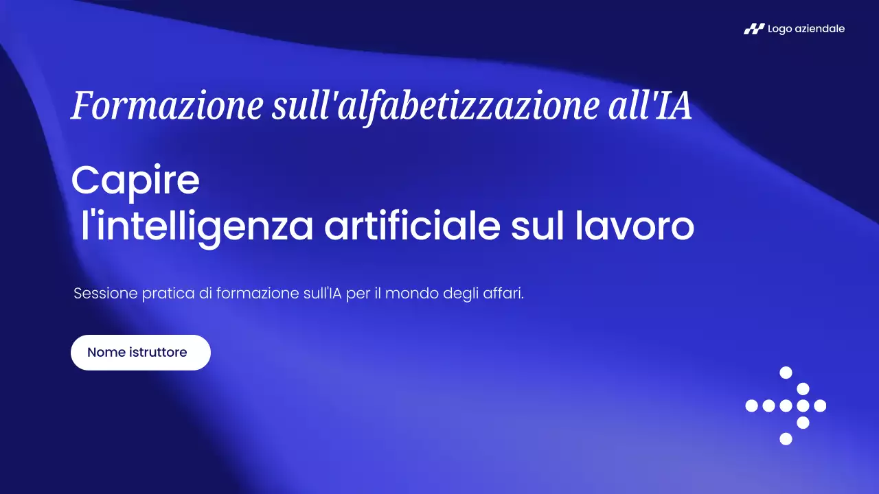 Invito al corso di intelligenza artificiale moderna blu