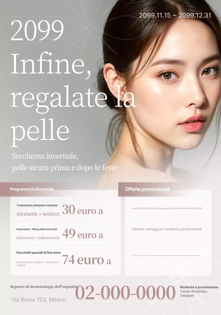 Promozione per la cura della pelle moderna bianca