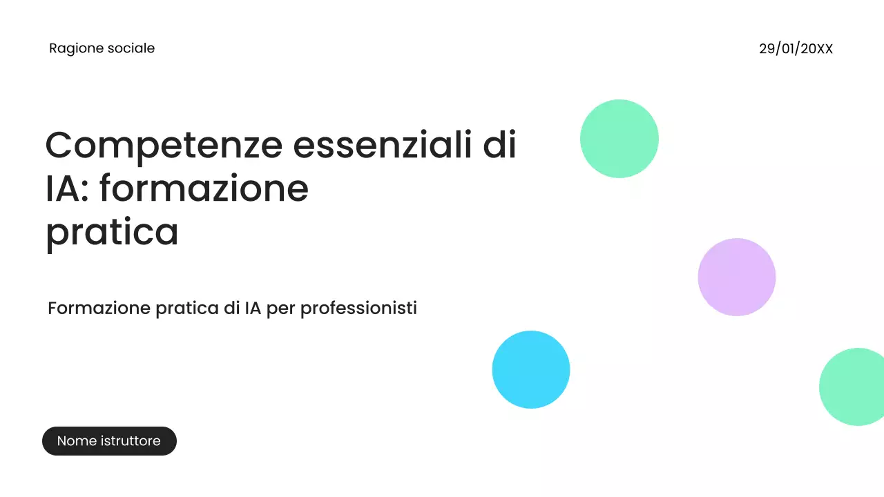 Presentazione del corso di intelligenza artificiale moderna bianca