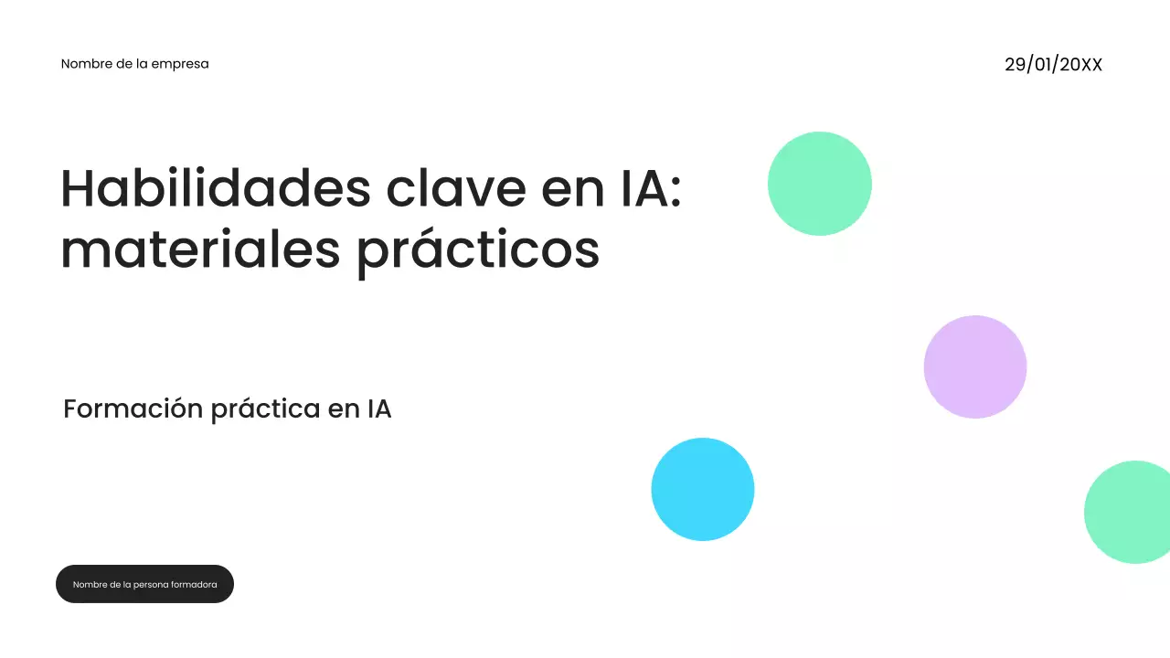 Presentación del curso de IA moderna en blanco