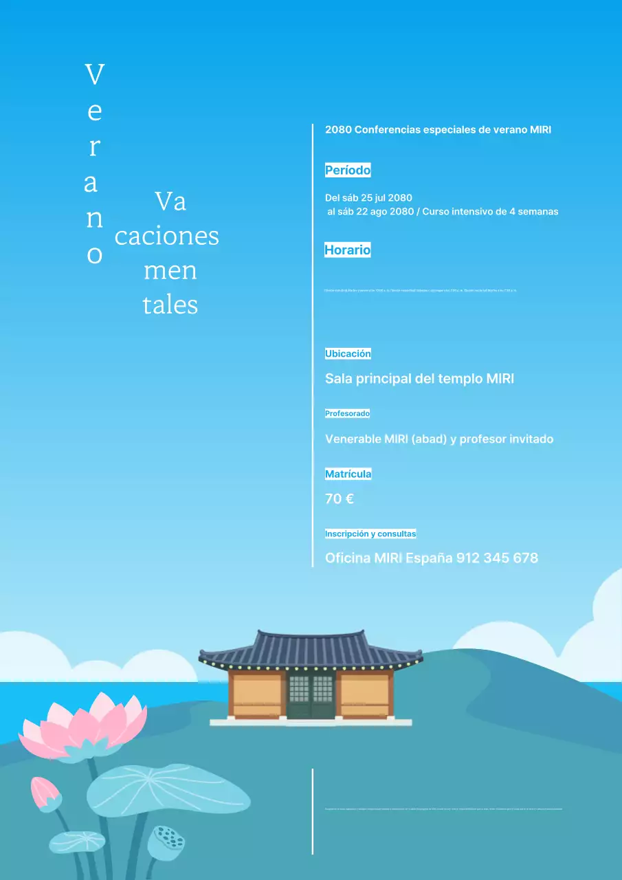 Guía especial de conferencias de verano tradicional azul cielo