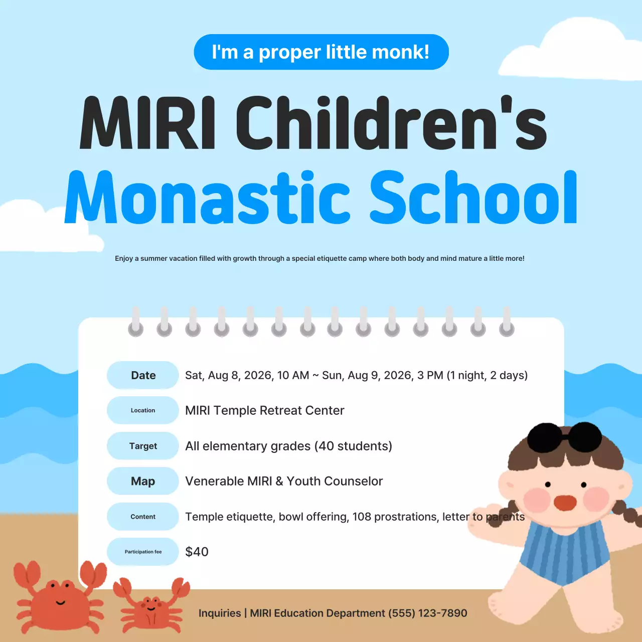 Buku Panduan Pendidikan Anak-Anak Berwarna Biru Langit yang Lucu