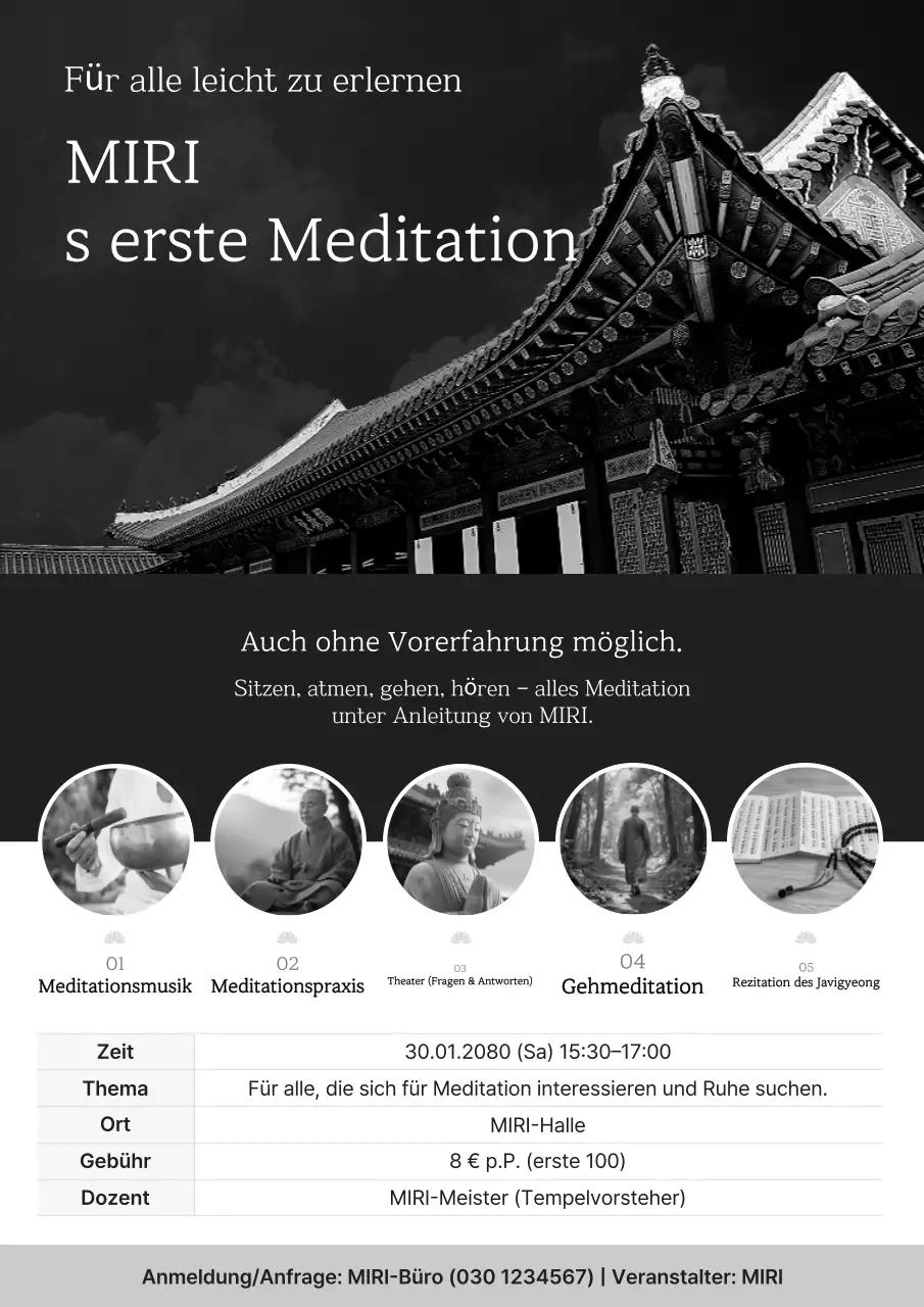 Traditioneller Meditationsleitfaden in Schwarz-Weiß