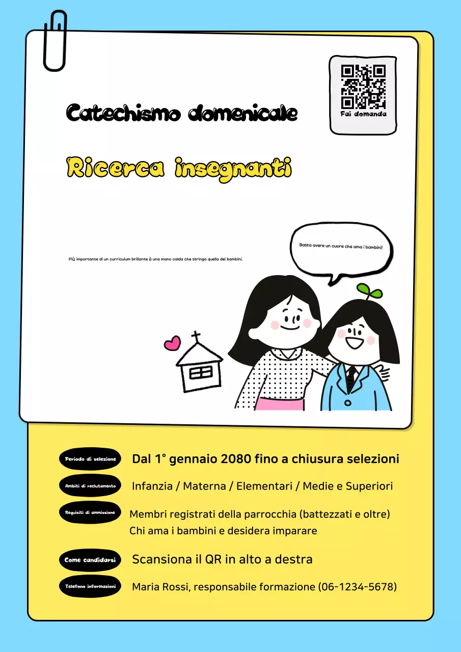 Annuncio di reclutamento per tirocinanti carini gialli