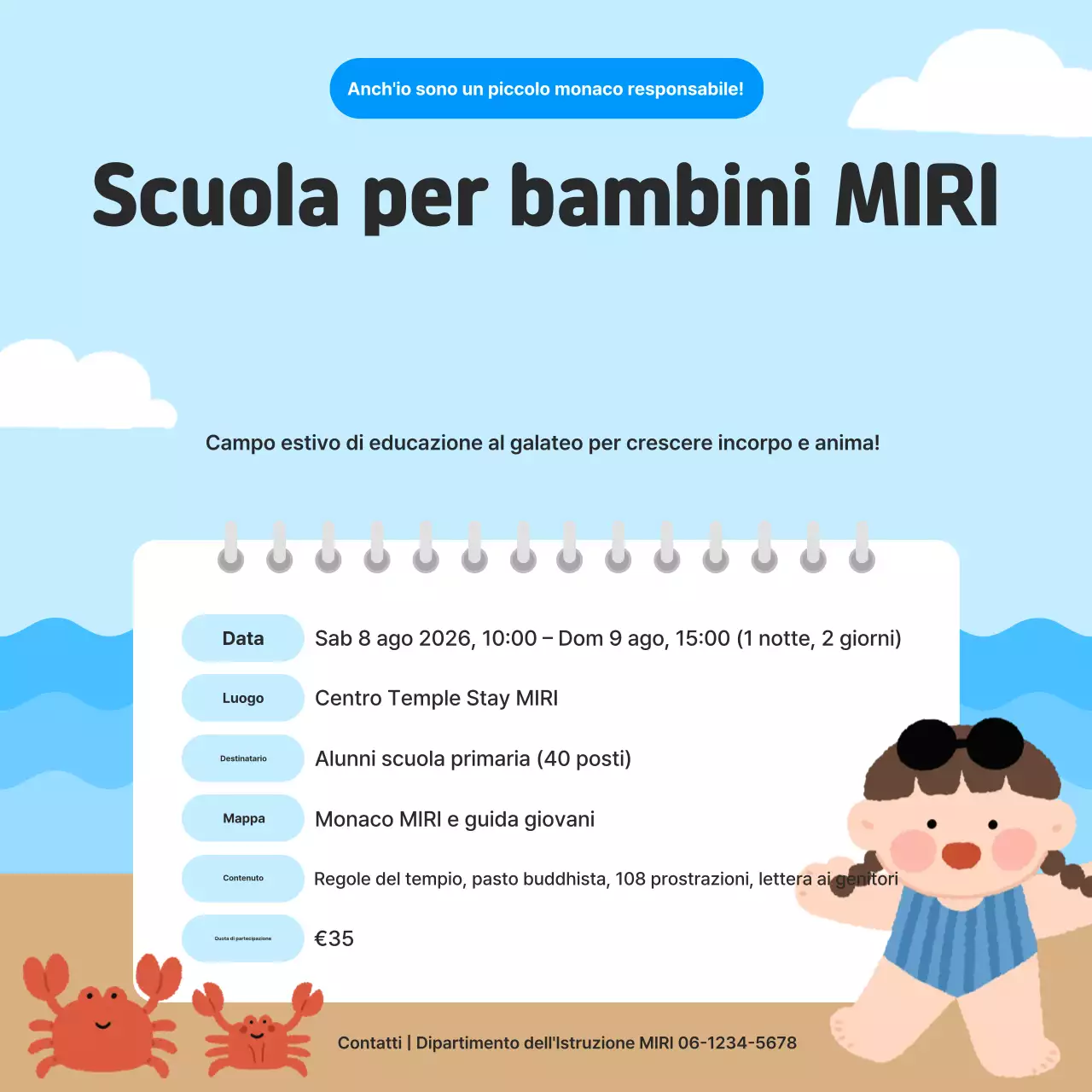 Guida educativa per bambini carini color azzurro cielo