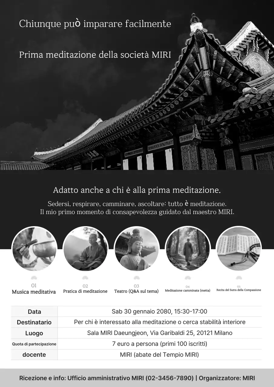 Guida alla meditazione tradizionale in bianco e nero