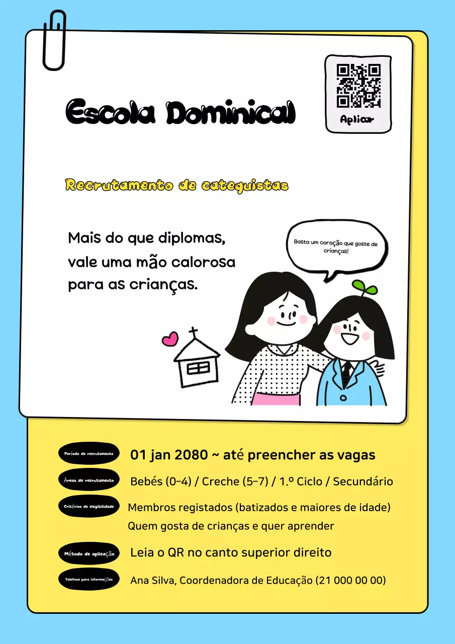 Anúncio de Recrutamento de Estagiários Fofos e Amarelos