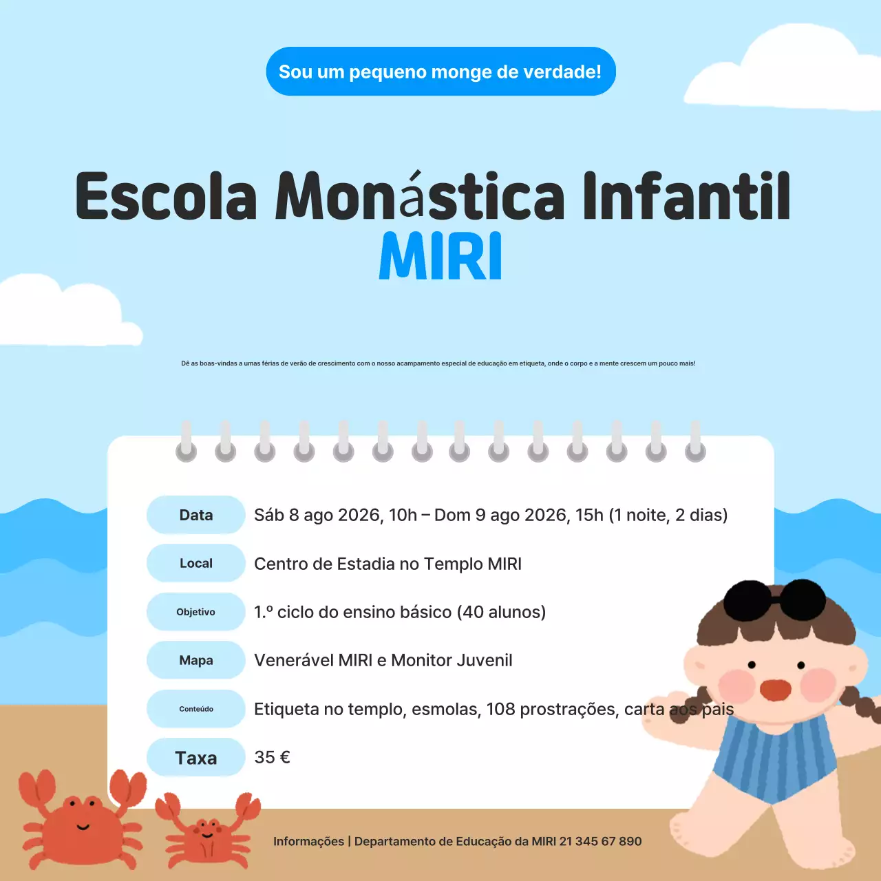 Guia Educativo Infantil Azul Celeste e Fofo