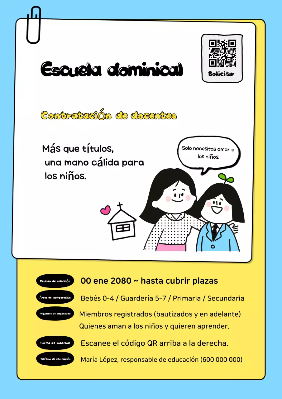 Anuncio de reclutamiento de aprendices de Yellow Cute