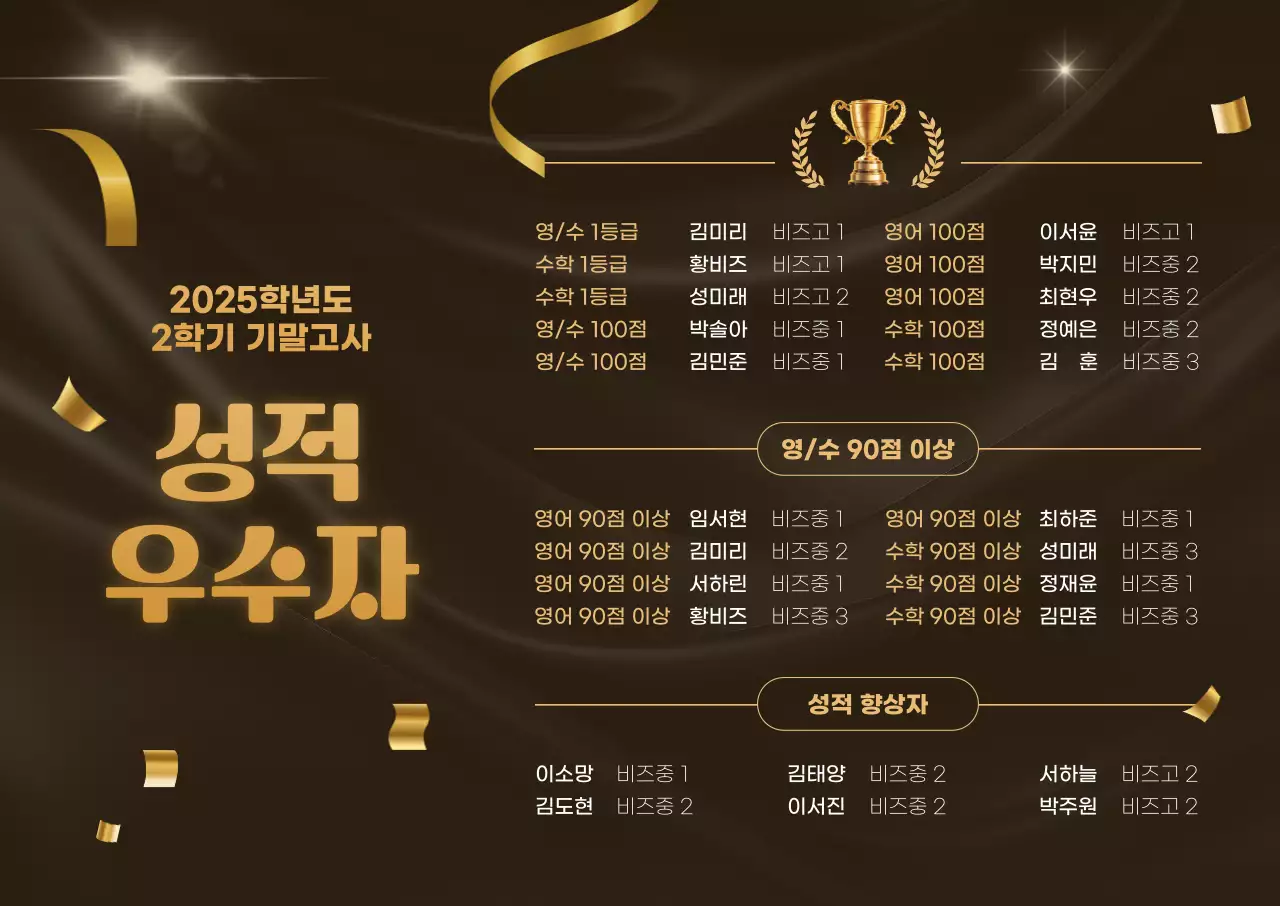 갈색 고급 학업 성취 상장