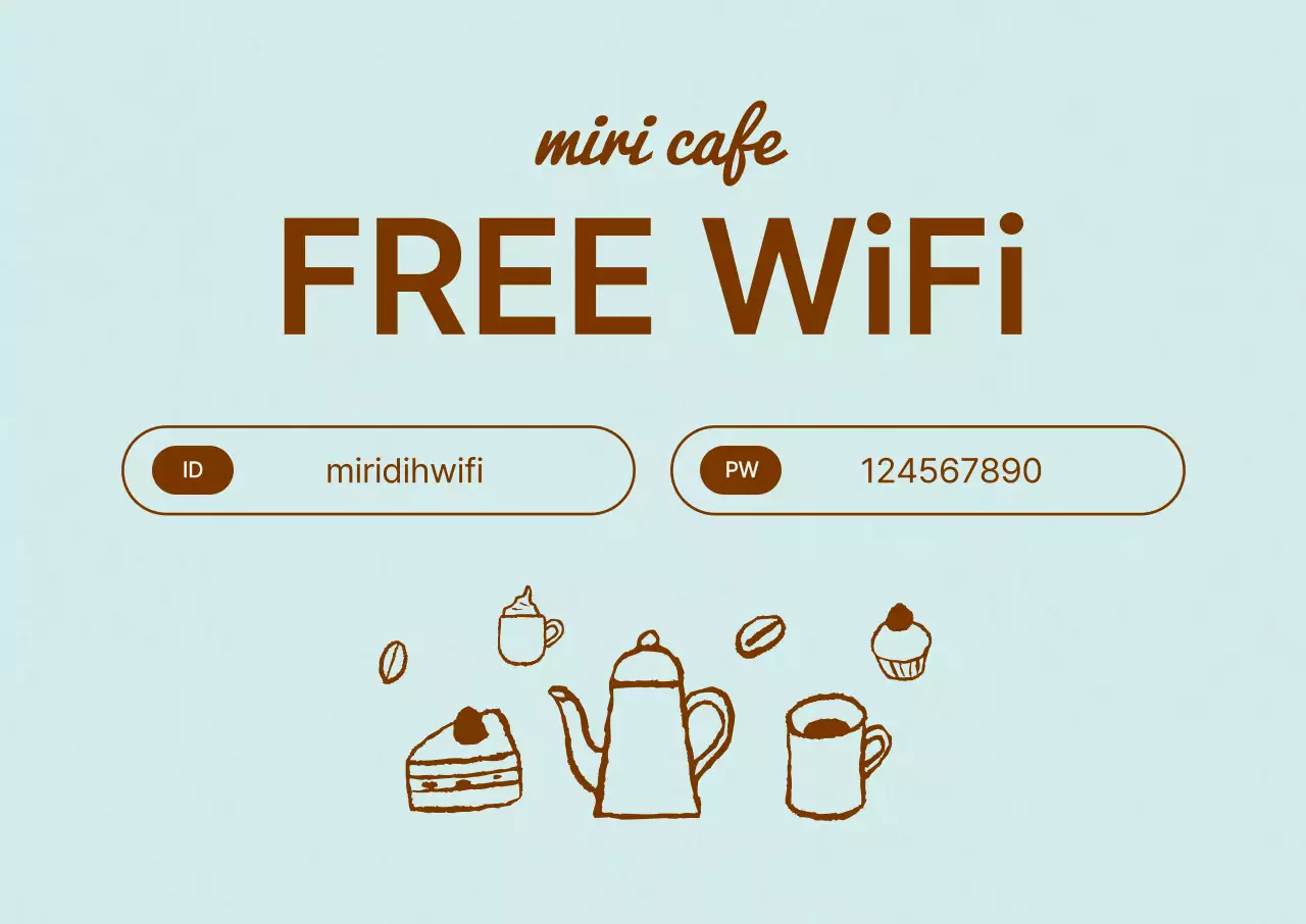 하늘색 심플 카페 안내