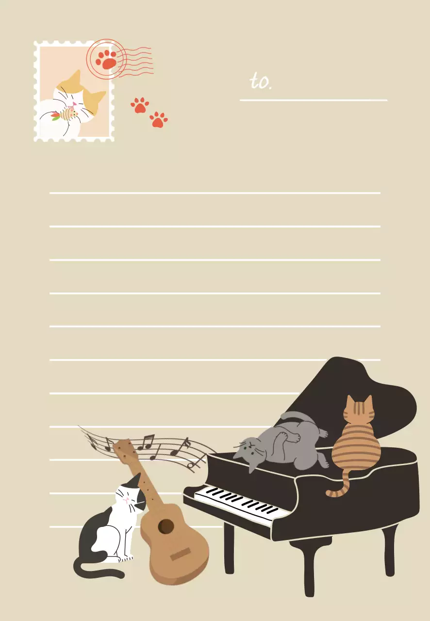 따뜻한 느낌의 고양이 편지지