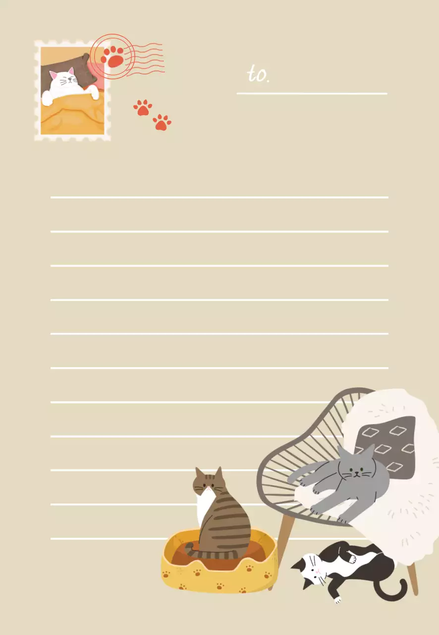 따뜻한 느낌의 고양이 편지지