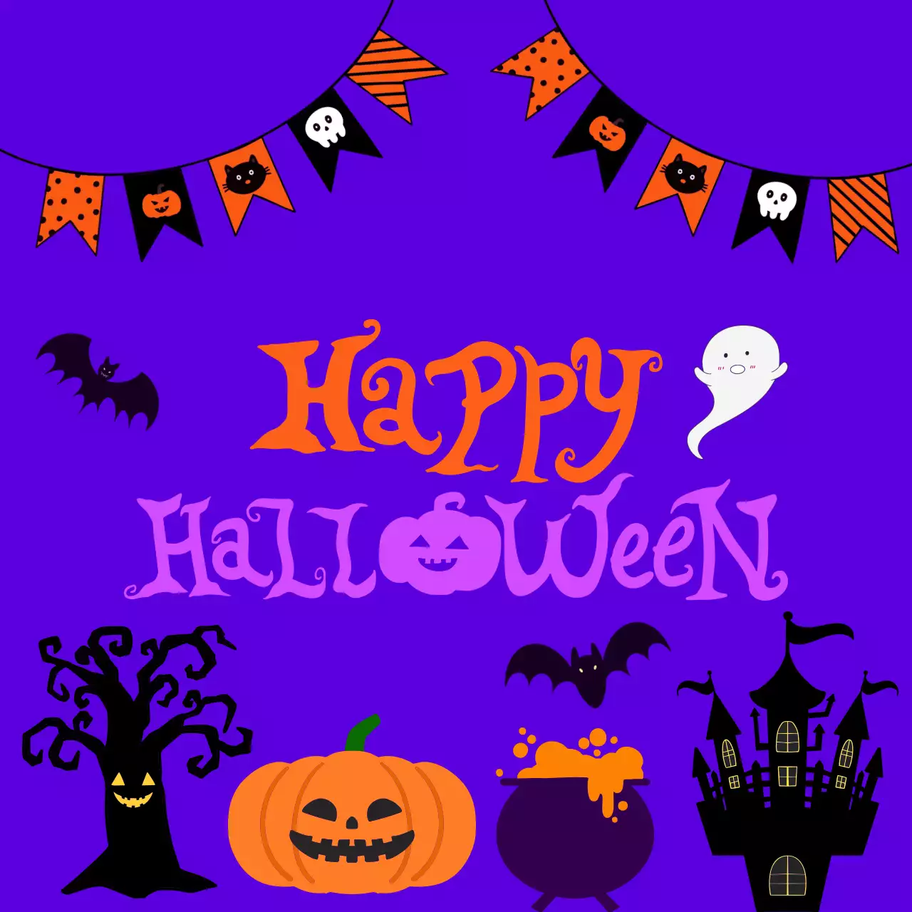 보라색의 즐거운 할로윈 안내
